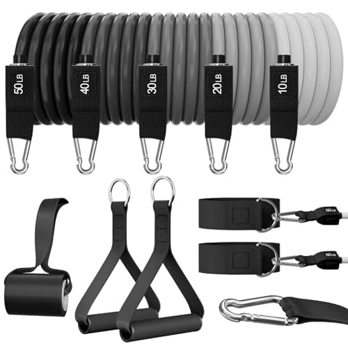 WHATAFIT Resistance Bands with Handles (5 stackable tubes)